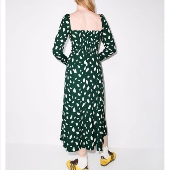 Reformation Sigmund Paint-Splatter Dress in Green *NEW* - Picture 2 of 5
